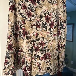 Axcess Cream Skirt with Red and Black Floral Design